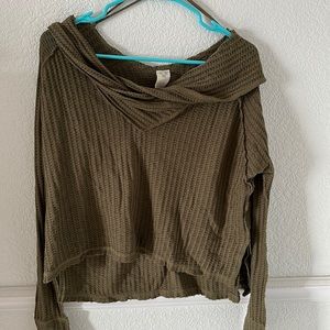 Free people off the shoulder, green Bo ho top